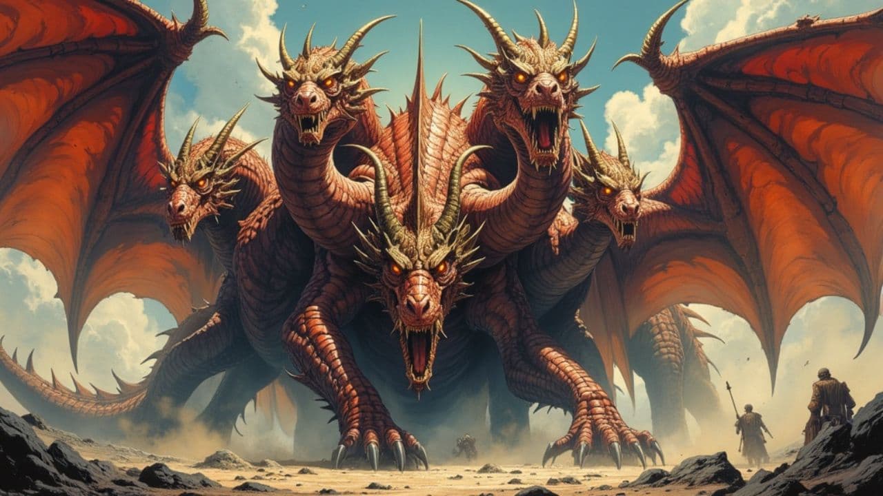 Seven-Headed Dragon with Crowns