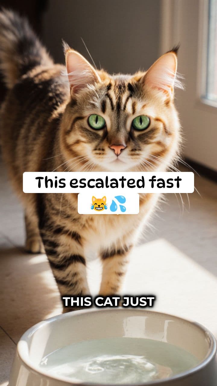 Cat Plays With Water Bowl, Gets Soaked 😹💦.