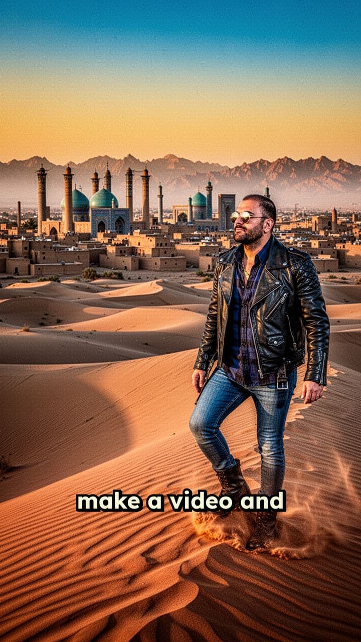 Avatar Walking Toward Yazd Desert View