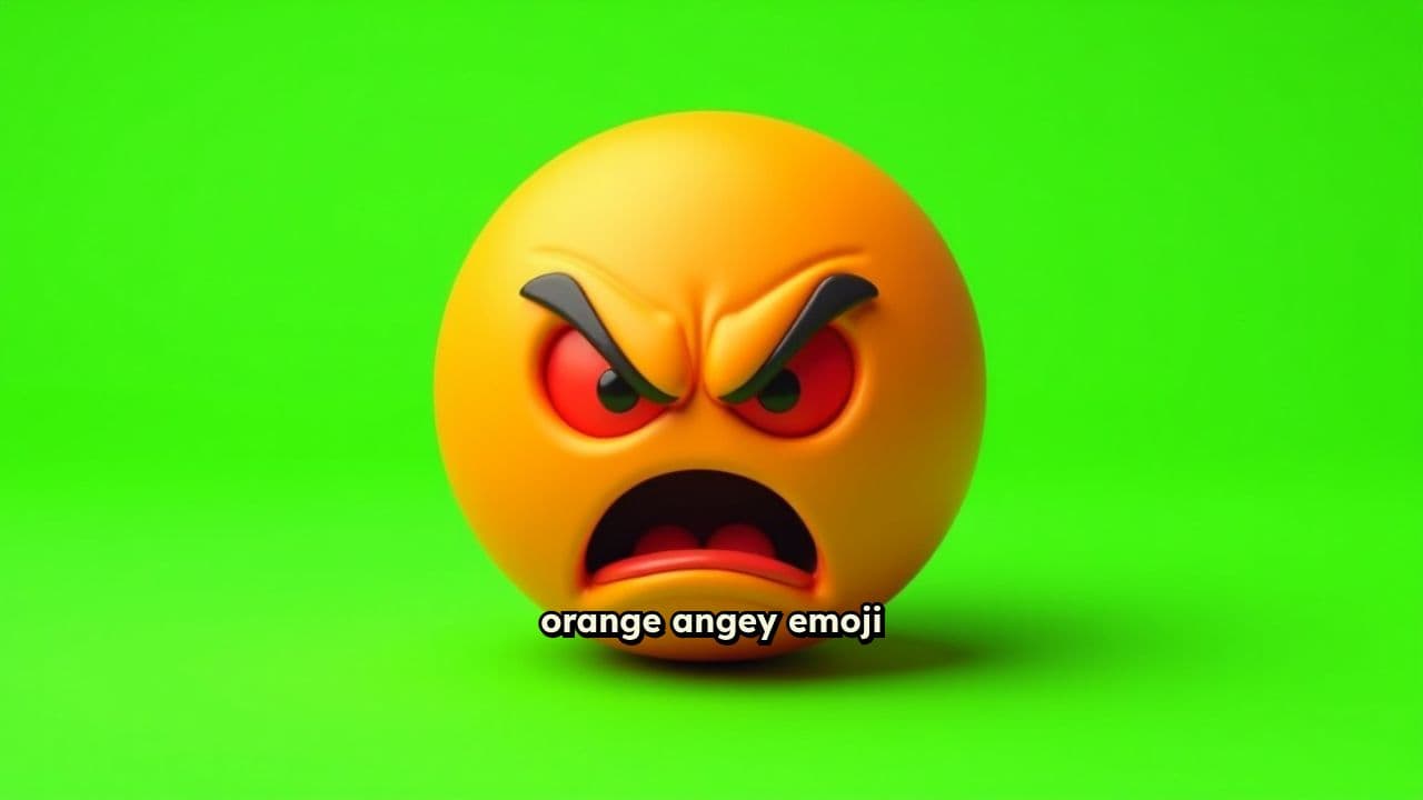 Orange Angry Emoji on Green Screen