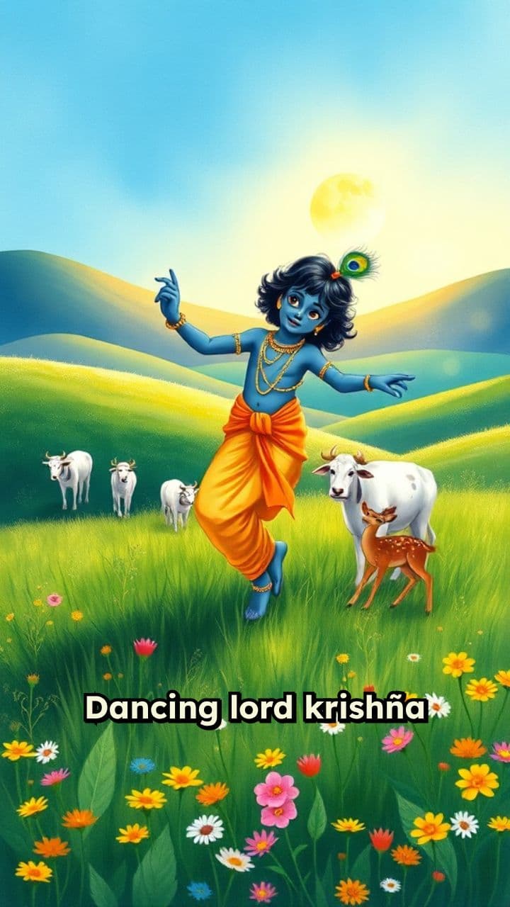 Dancing Lord Krishna with Grazing Herds