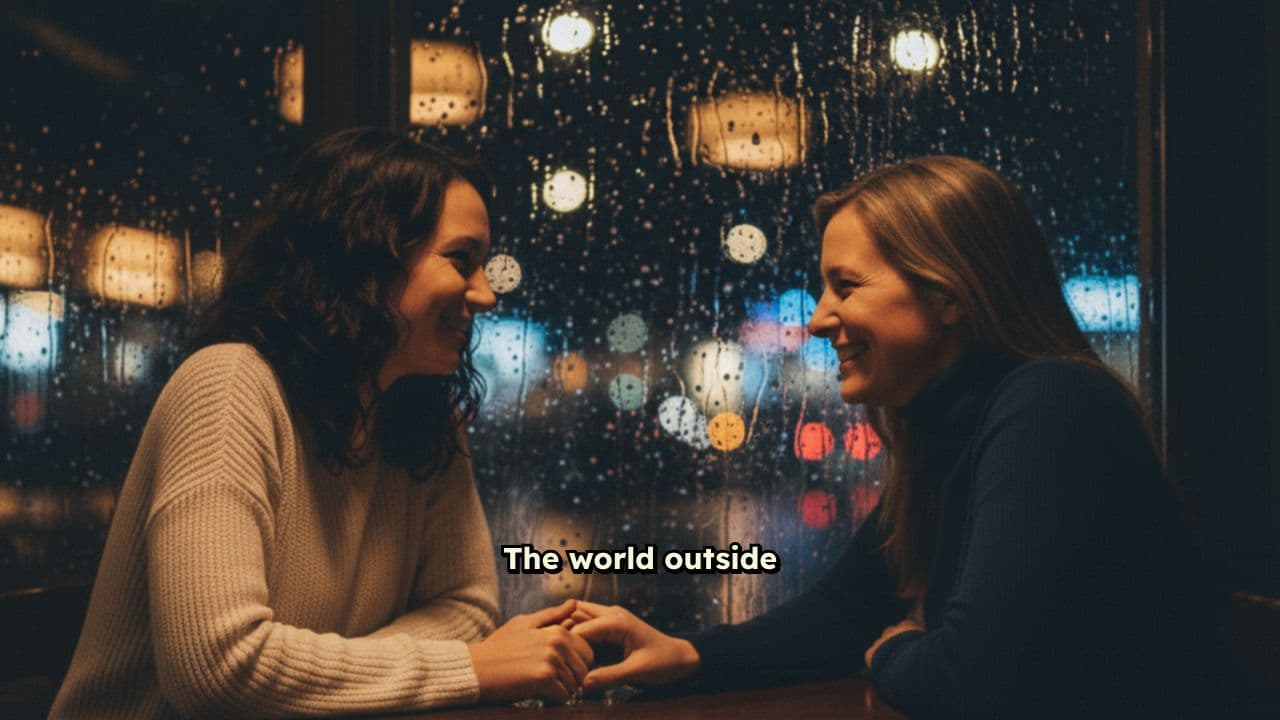 A Rain-Slicked Night in the Café