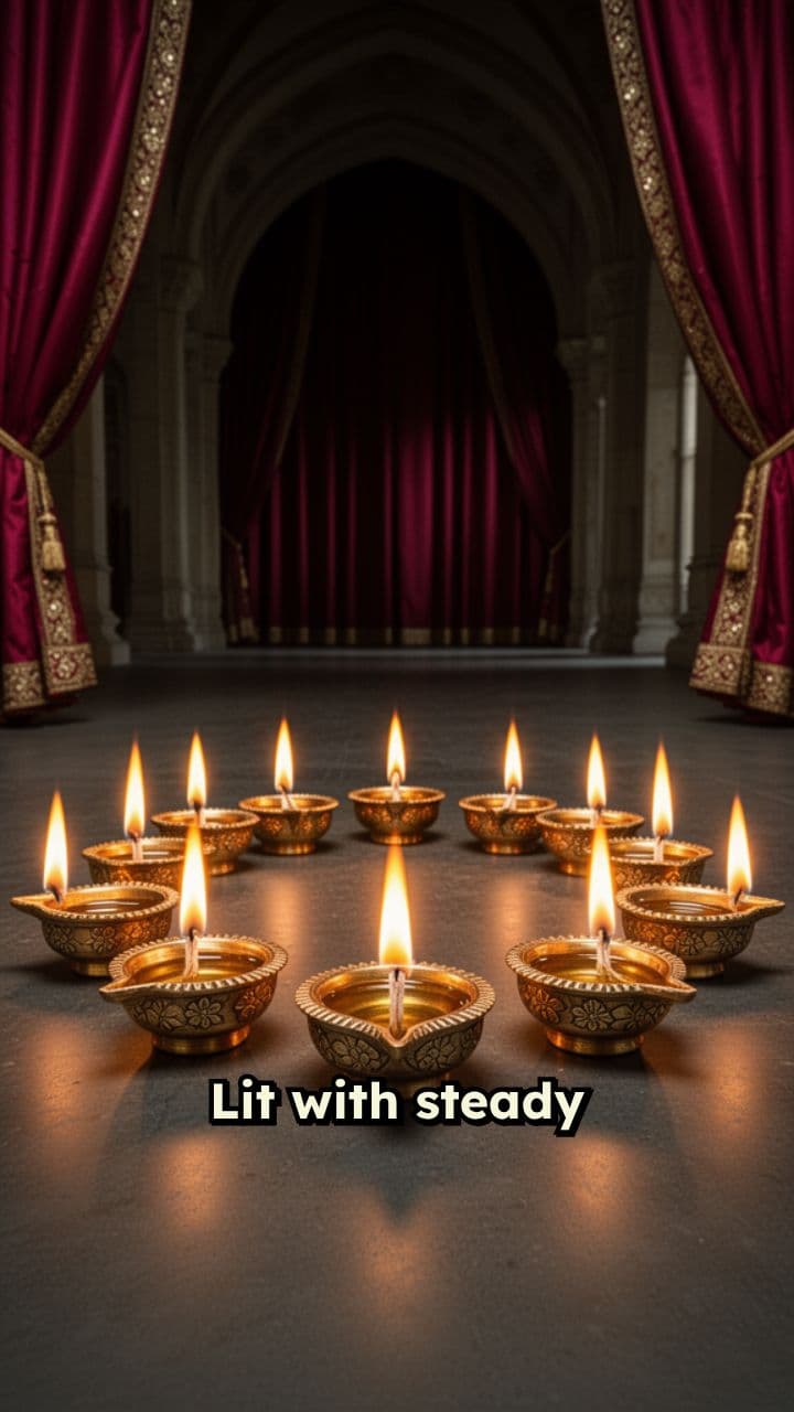 Symmetrical Brass Diyas in Golden Glow
