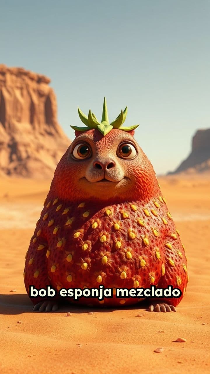 Bob Esponja en el desierto con capybara