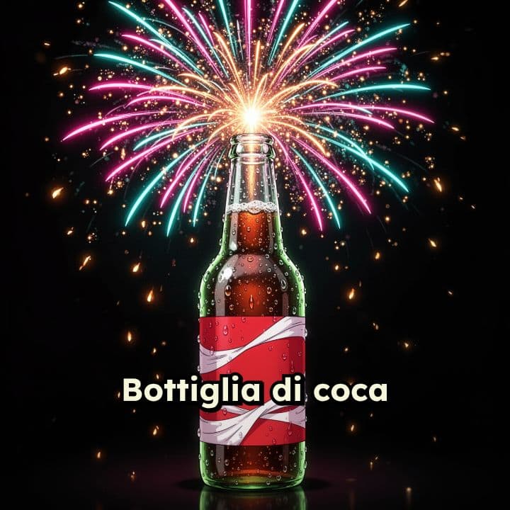 Fuochi d’artificio dalla Coca-Cola su sfondo nero