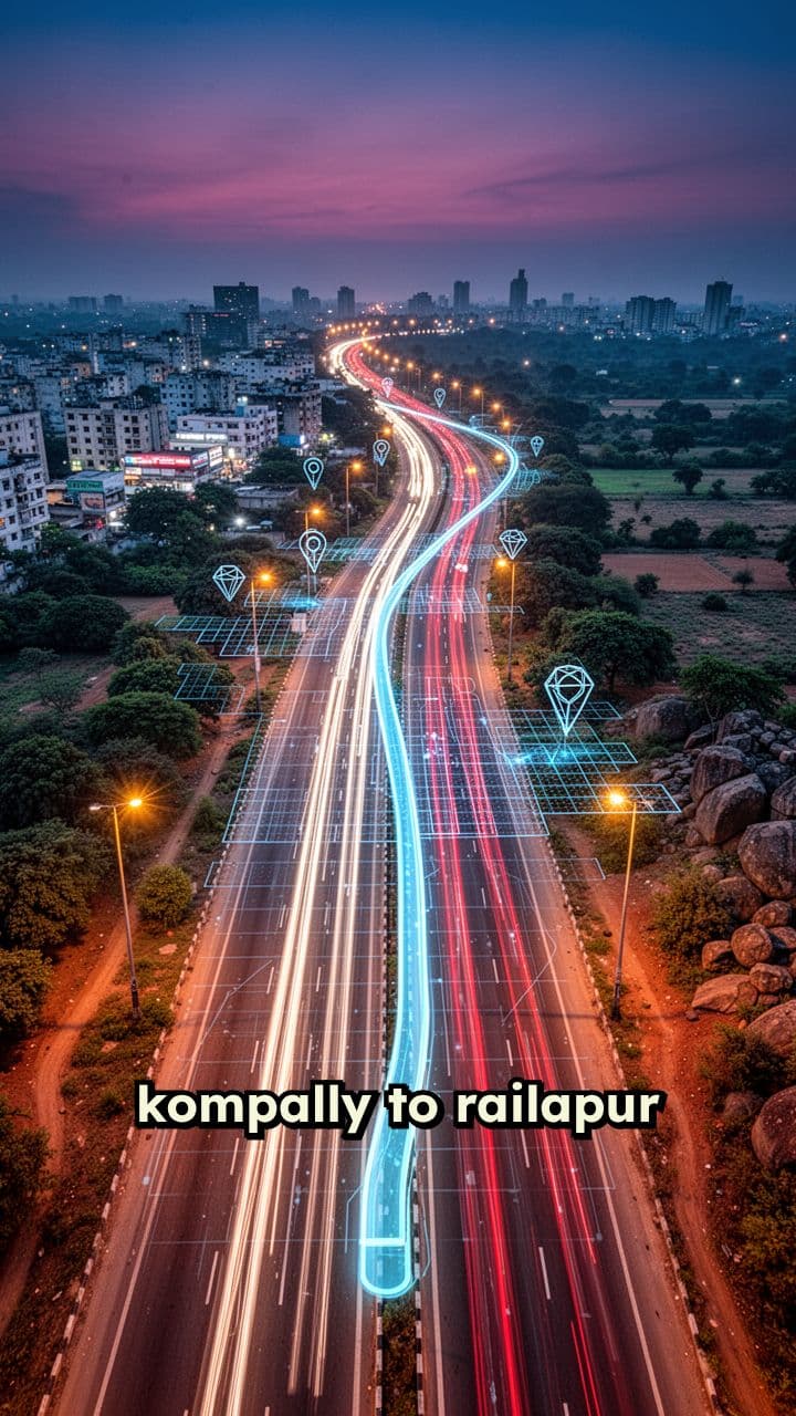 Kompally to Railapur Road Map Video
