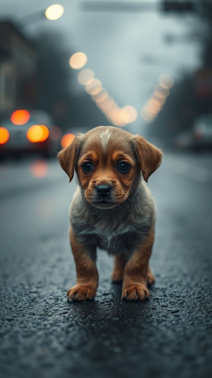Lost Puppy in the Rain