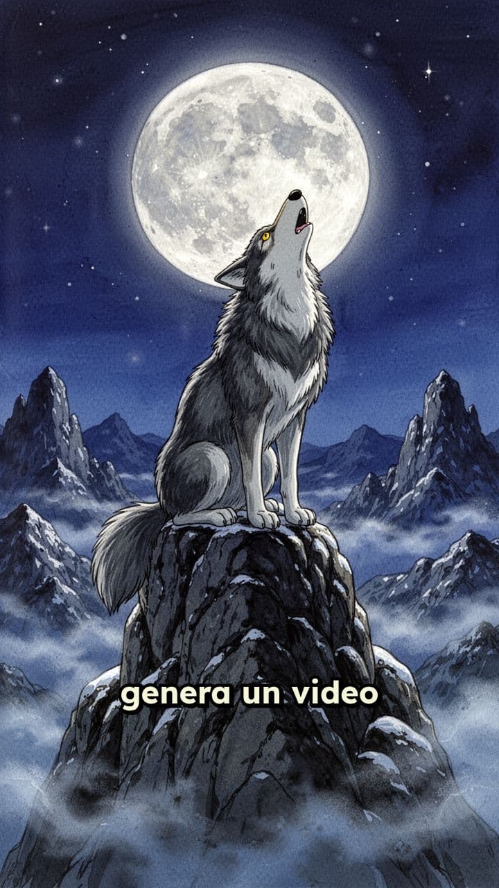 Lobo corriendo y aullando a la luna