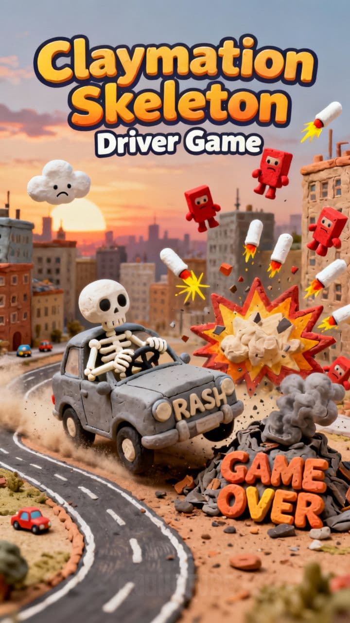 Claymation Skeleton Driver Game