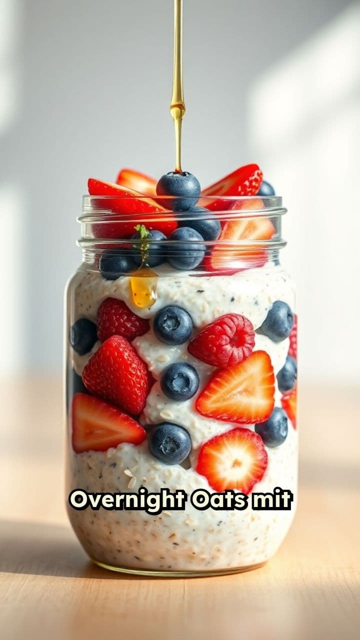 Übernacht Haferflocken mit Beeren