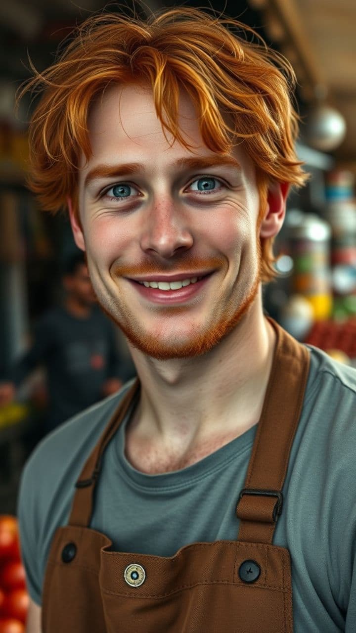 Goldgossen Viktor på marknad