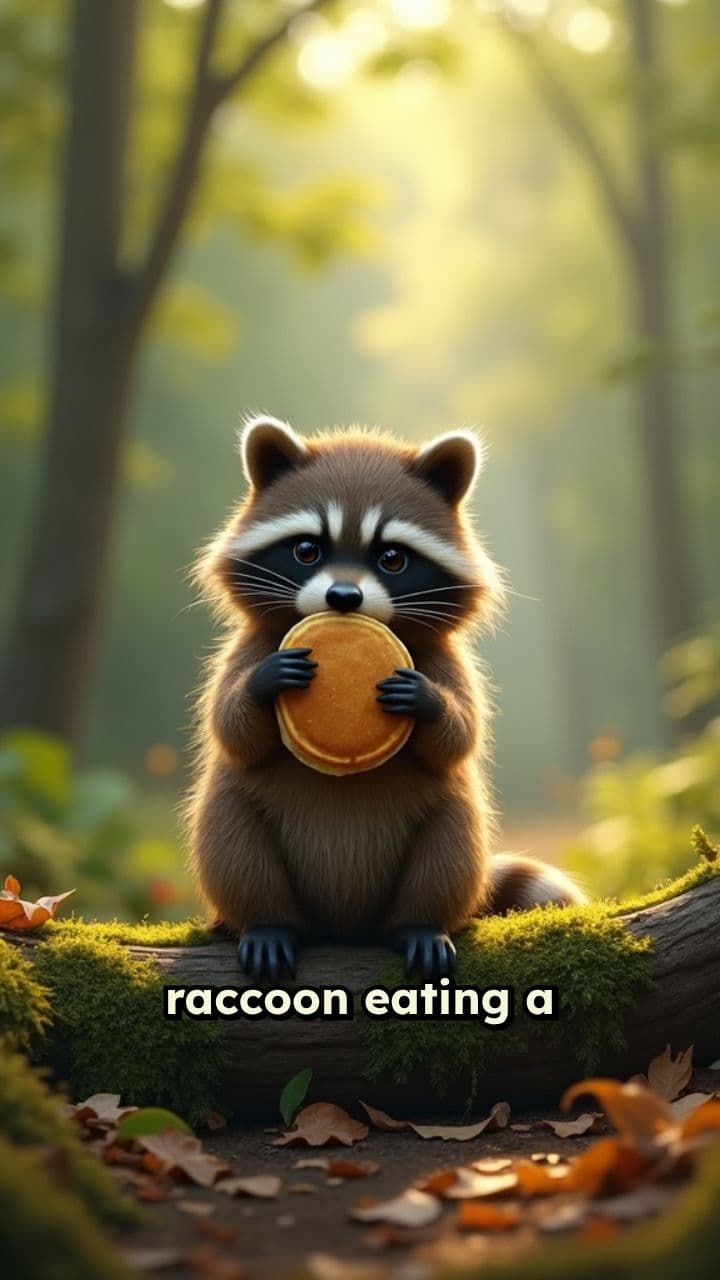 Raccoon Enjoys Pancake