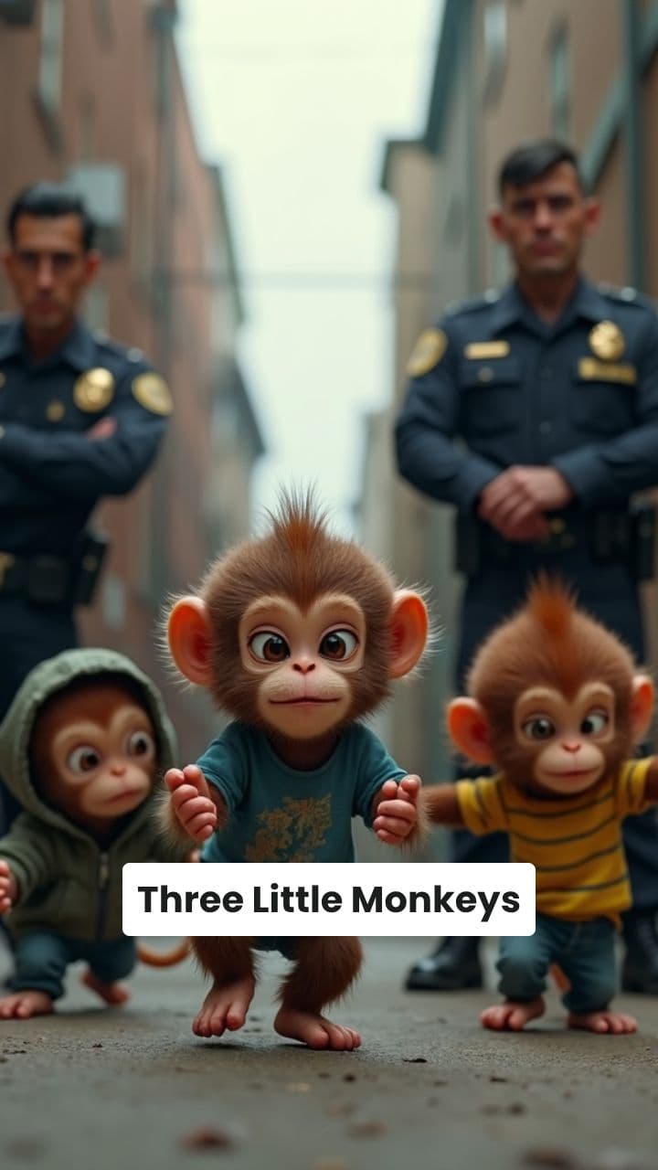 Three Little Monkeys Caught by Police