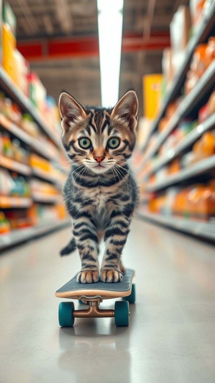 Skater Kitten's Grocery Heist