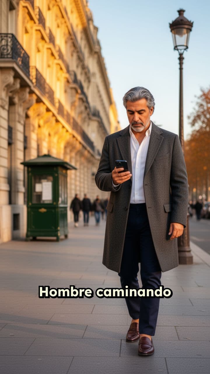 Hombre caminando con su teléfono
