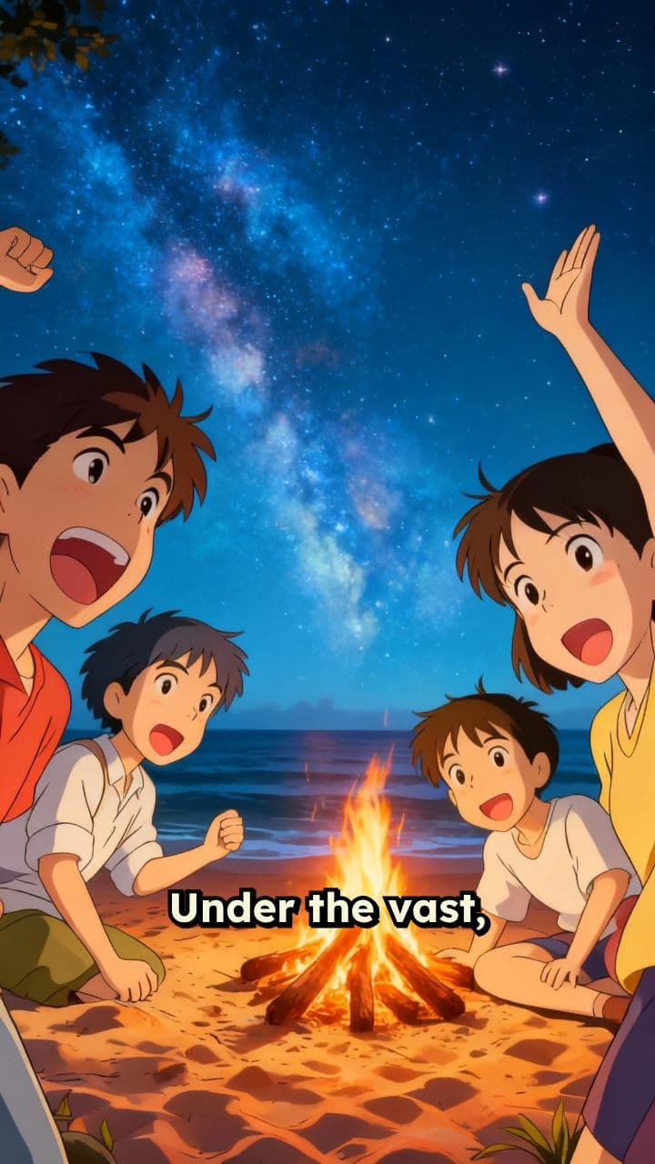 Celestial Campfire: A Night on the Beach