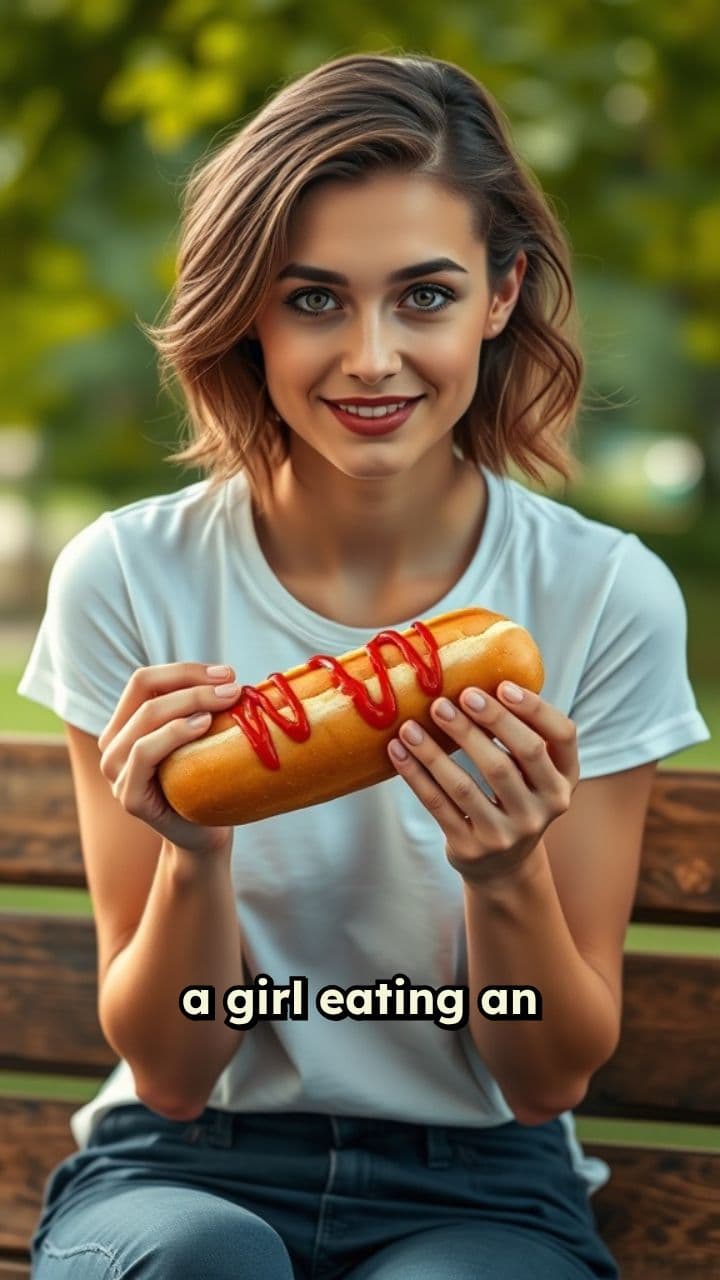 Une fille mange un hot-dog