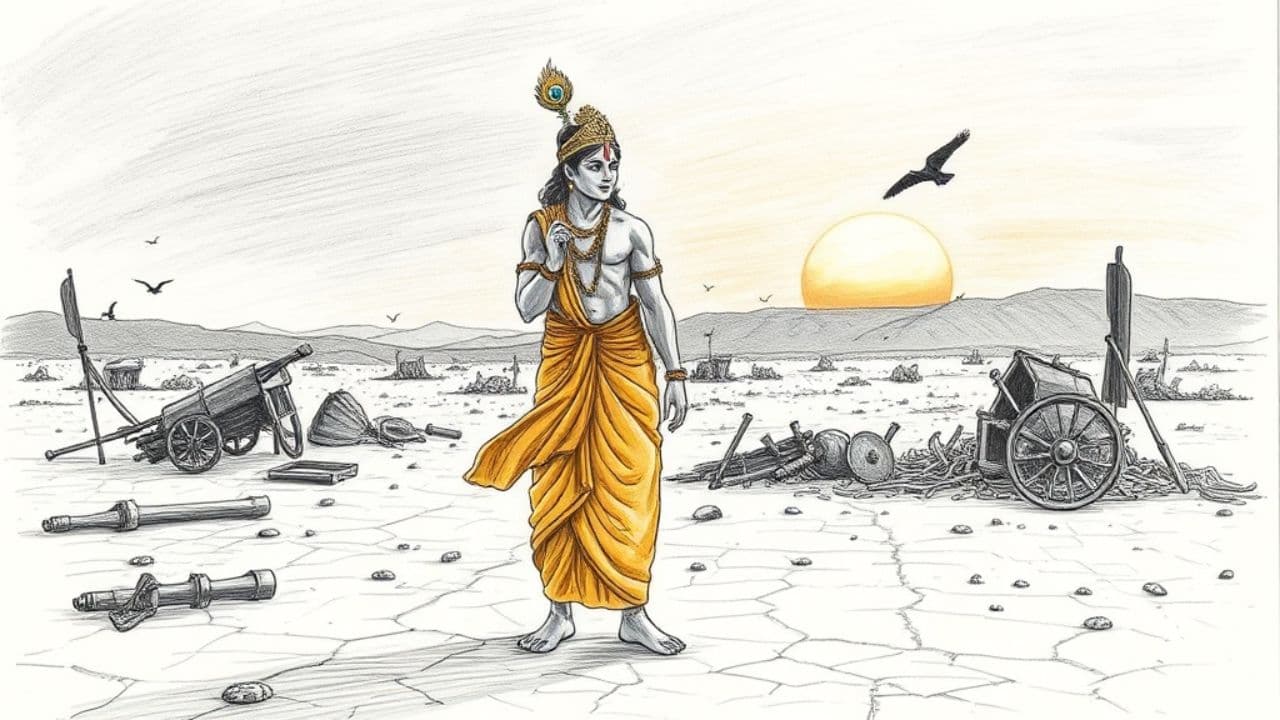 മഹാഭാരത യുദ്ധാവസാന സന്ധ്യയിൽ ശ്രീകൃഷ്ണൻ