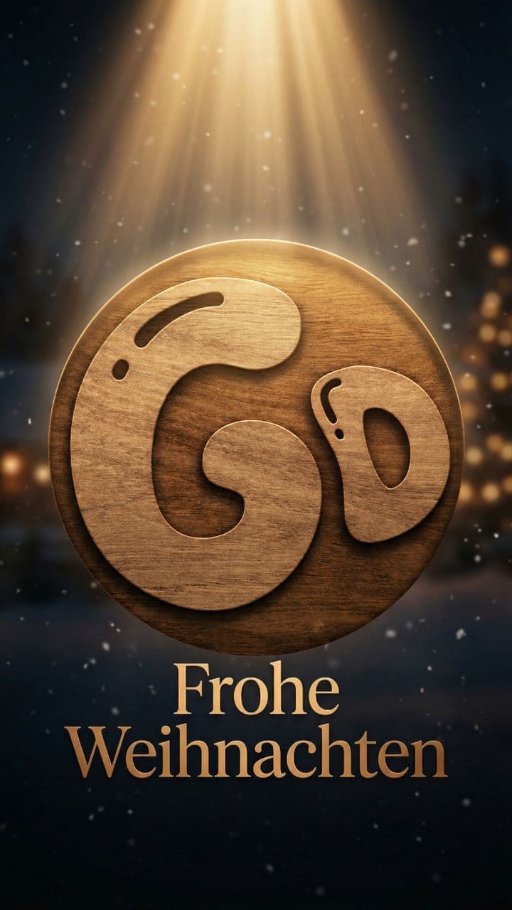 Weihnachtsgrüße aus Holz und Goldglanz