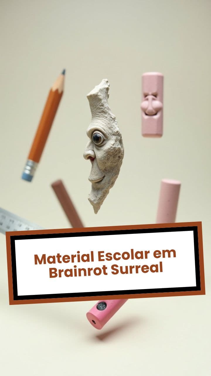 Material Escolar em Brainrot Surreal