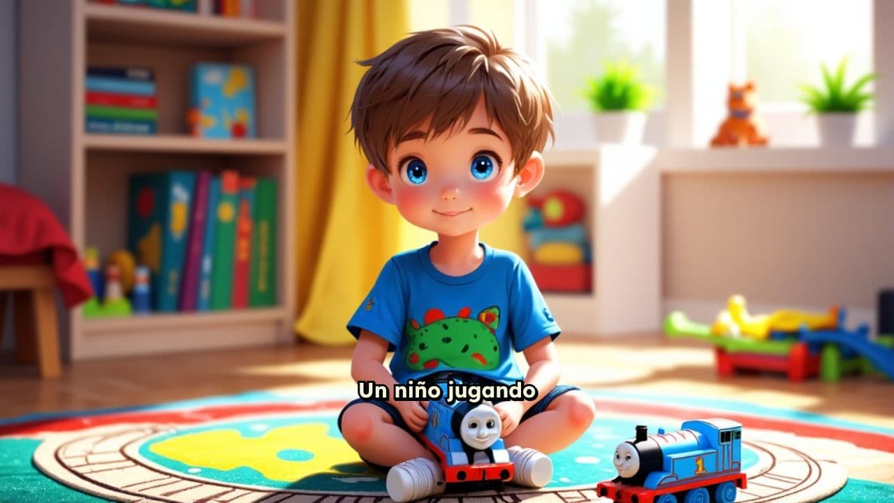 Niño jugando con Thomas el tren