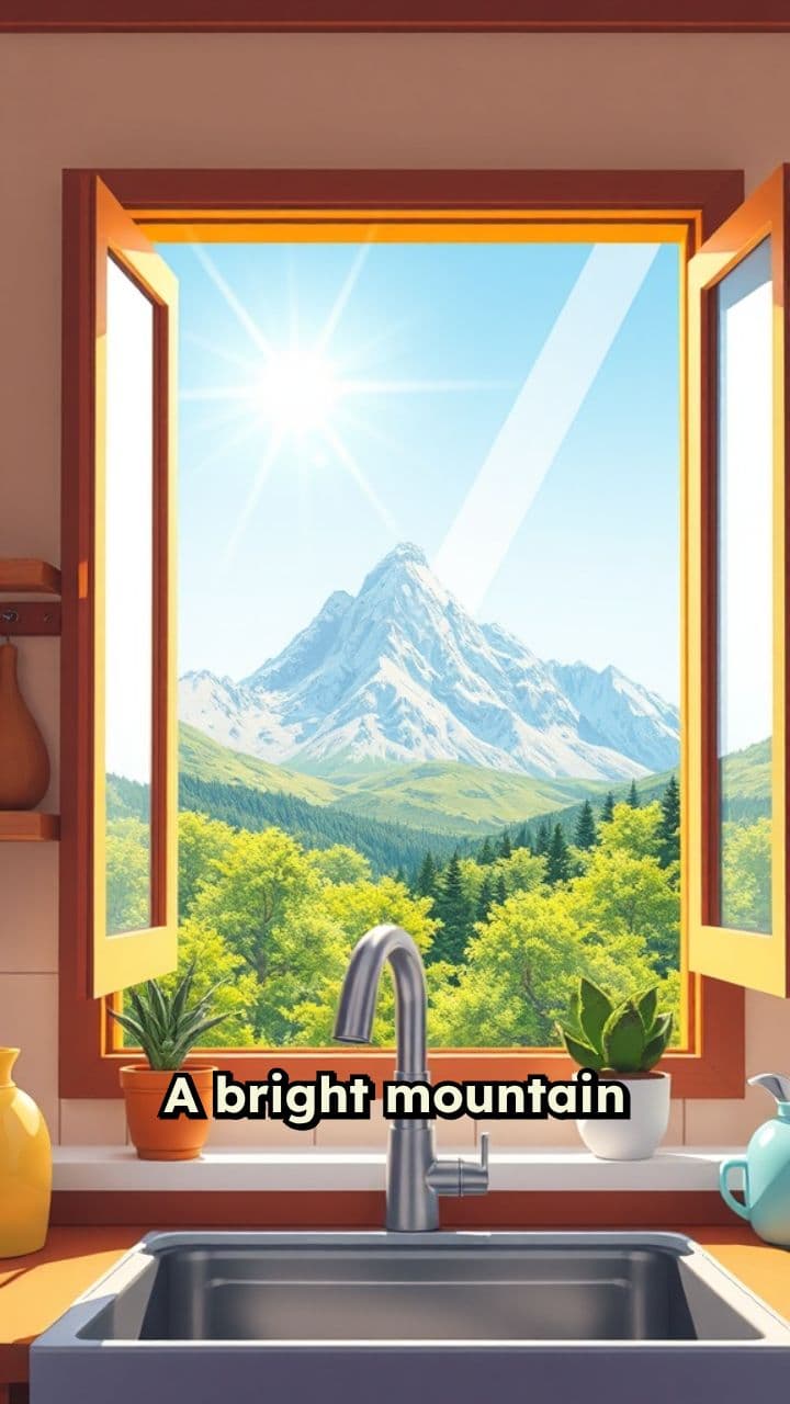 Mountain View from a Cozy Kitchen