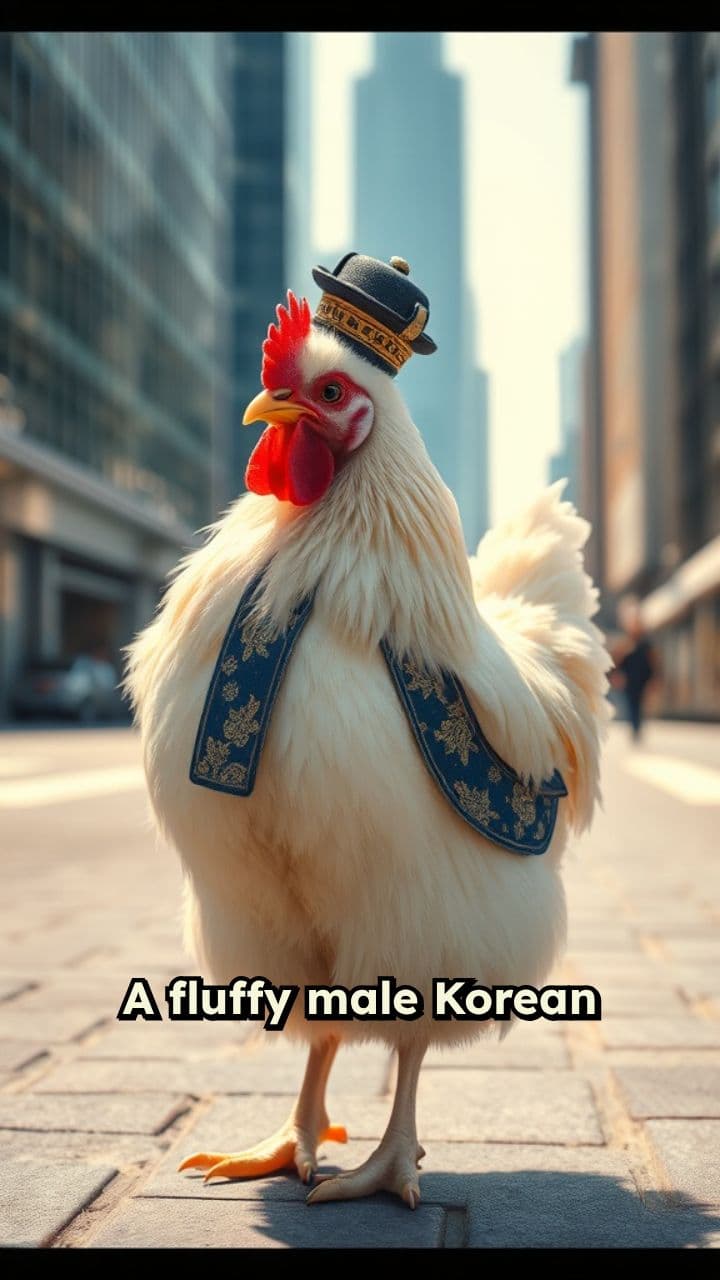 Fluffy Hen Clucks in Myeongdong