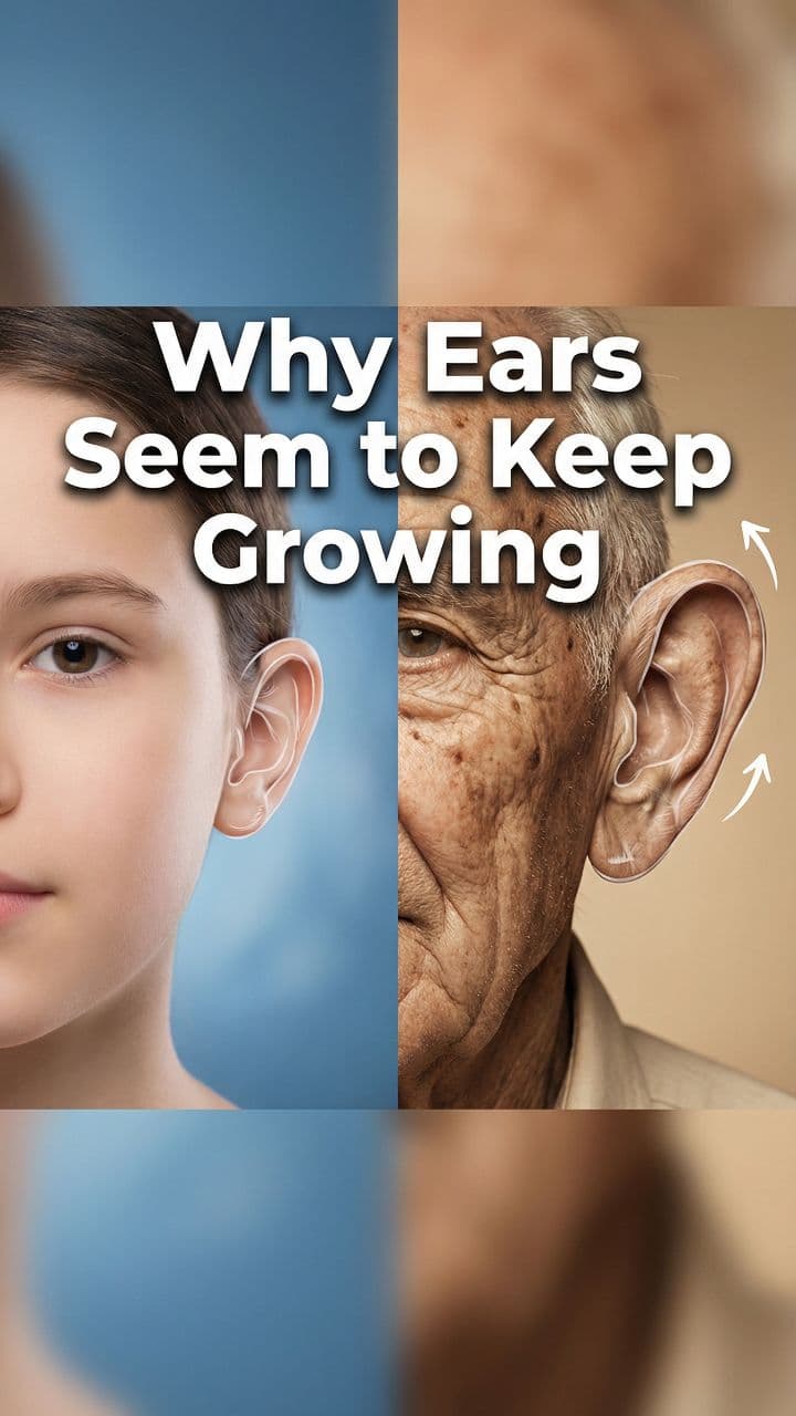 Why Ears Seem to Keep Growing #didyouknow #sciencefacts #humanbody #biologyfacts #mindblowingfacts #factsdaily #learnontiktok #weirdscience #healthfacts