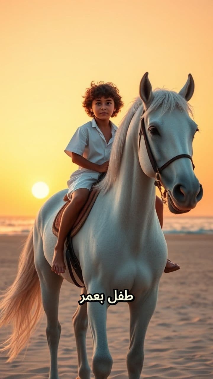 شجاعة طفل على صهوة حصان