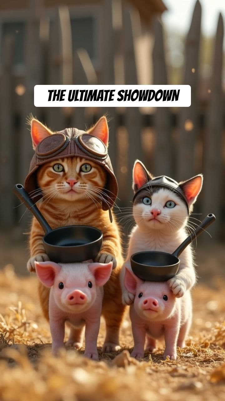 Cat Frying Pan Piglet Battle