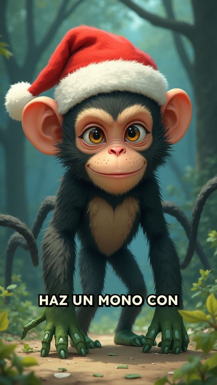 Mono Navideño con Manos de Rana