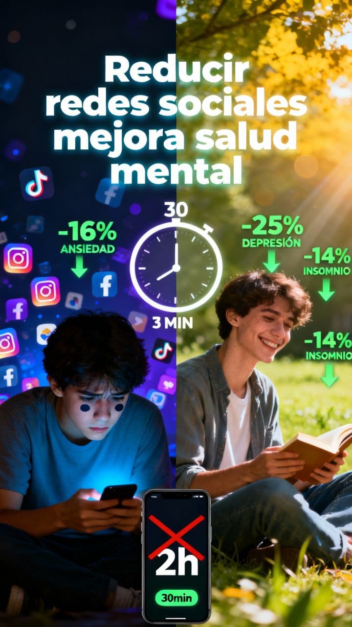 Reducir redes sociales mejora salud mental