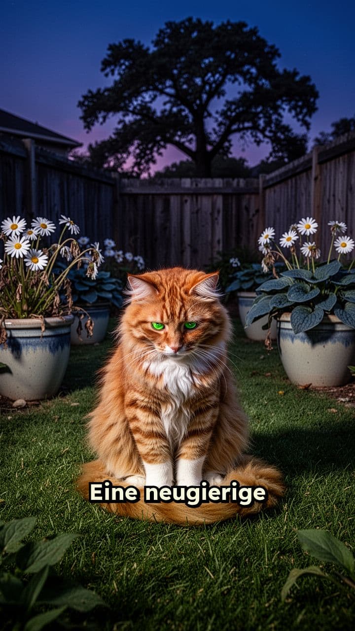 Katze zündet Feuerwerk im Garten