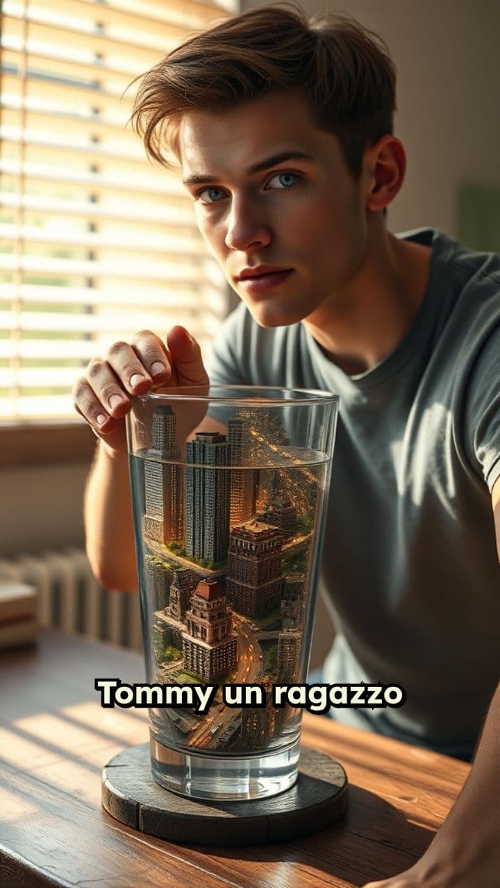 Tommy e la micro città nel bicchiere