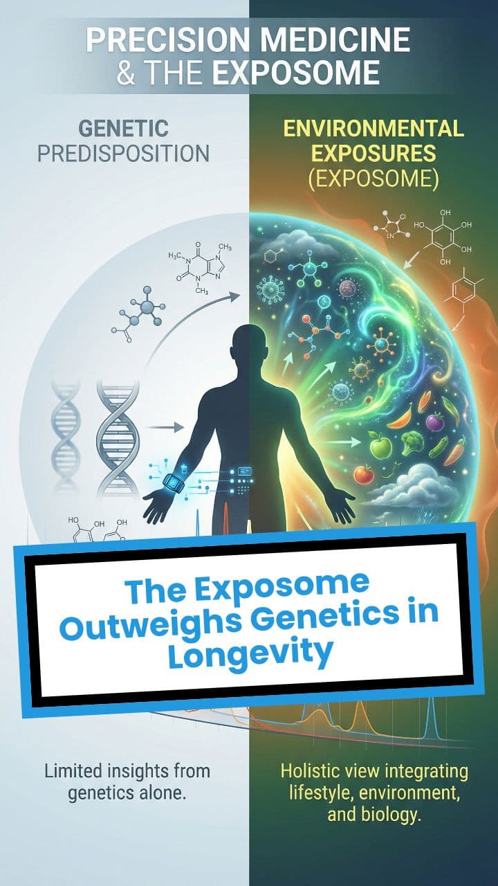 The Exposome Outweighs Genetics in Longevity