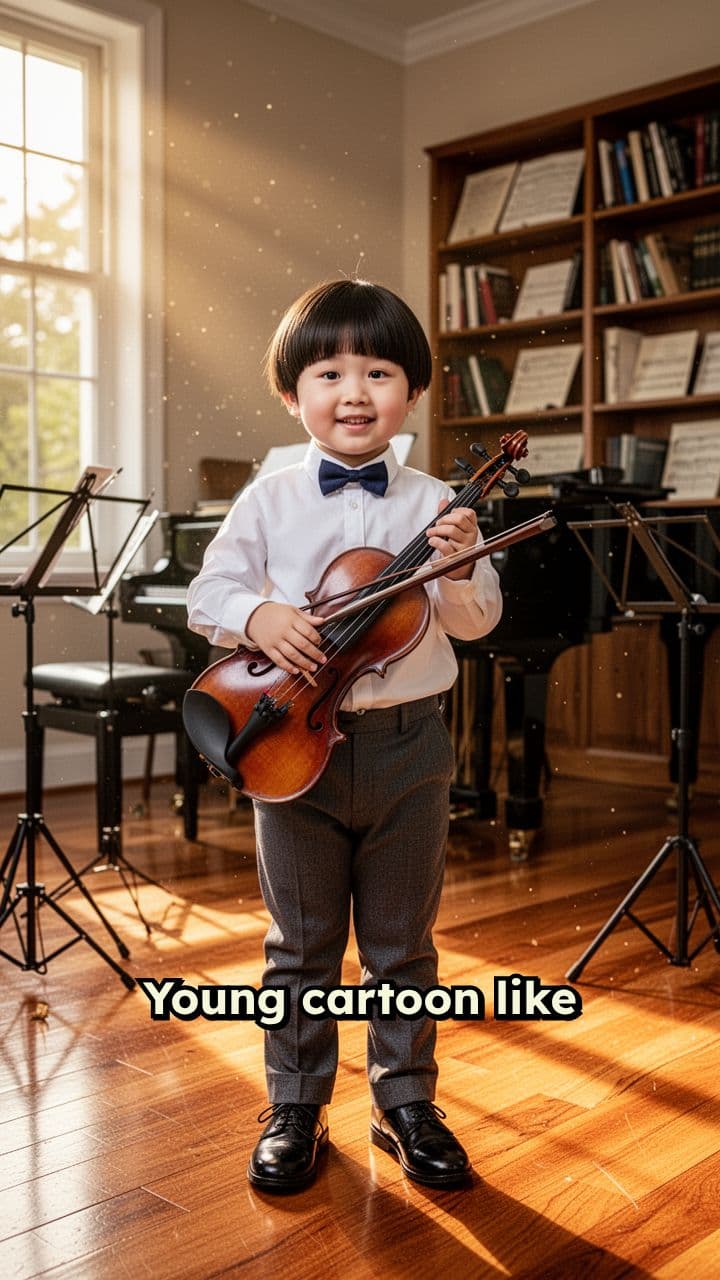 Cartoon Child Holding a Viola