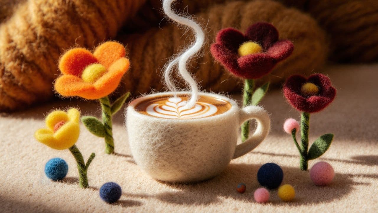 Needle Felted Morning Cafe