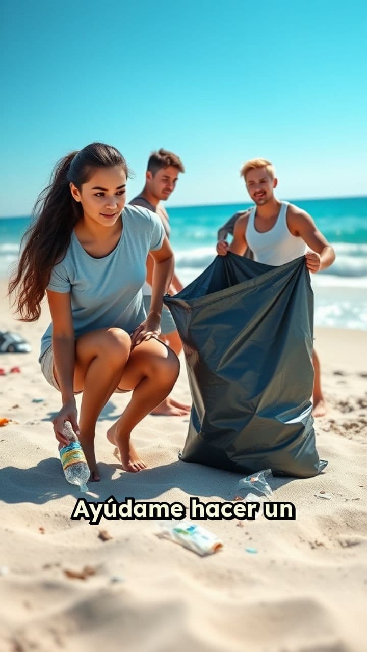Recogiendo Basura en la Playa