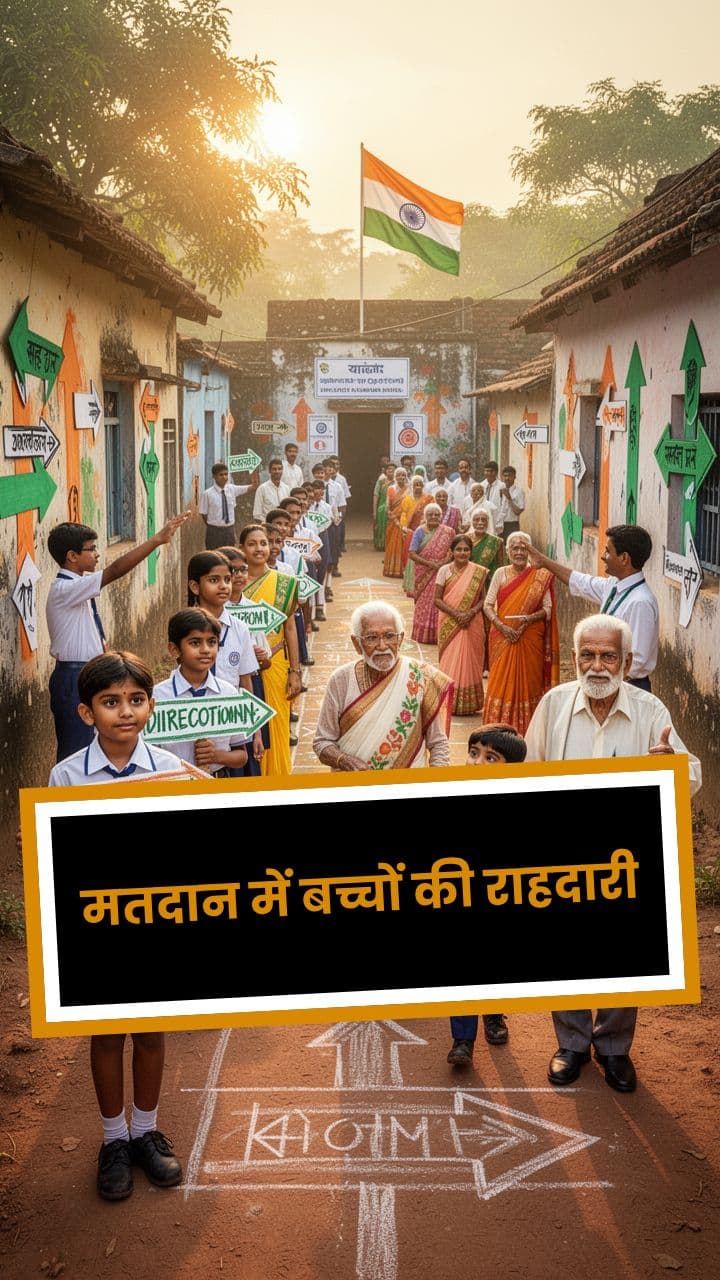मतदान में बच्चों की राहदारी