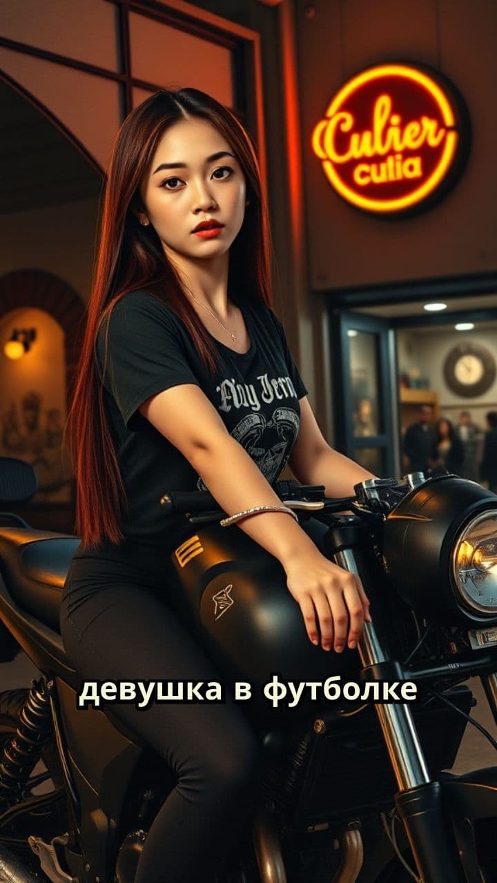 Реклама футболки Swingerkiller на мотоцикле