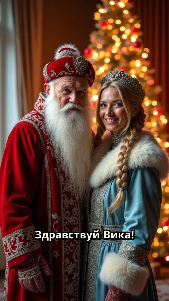 Новогоднее поздравление для Вики от Деда Мороза и Снегурочки