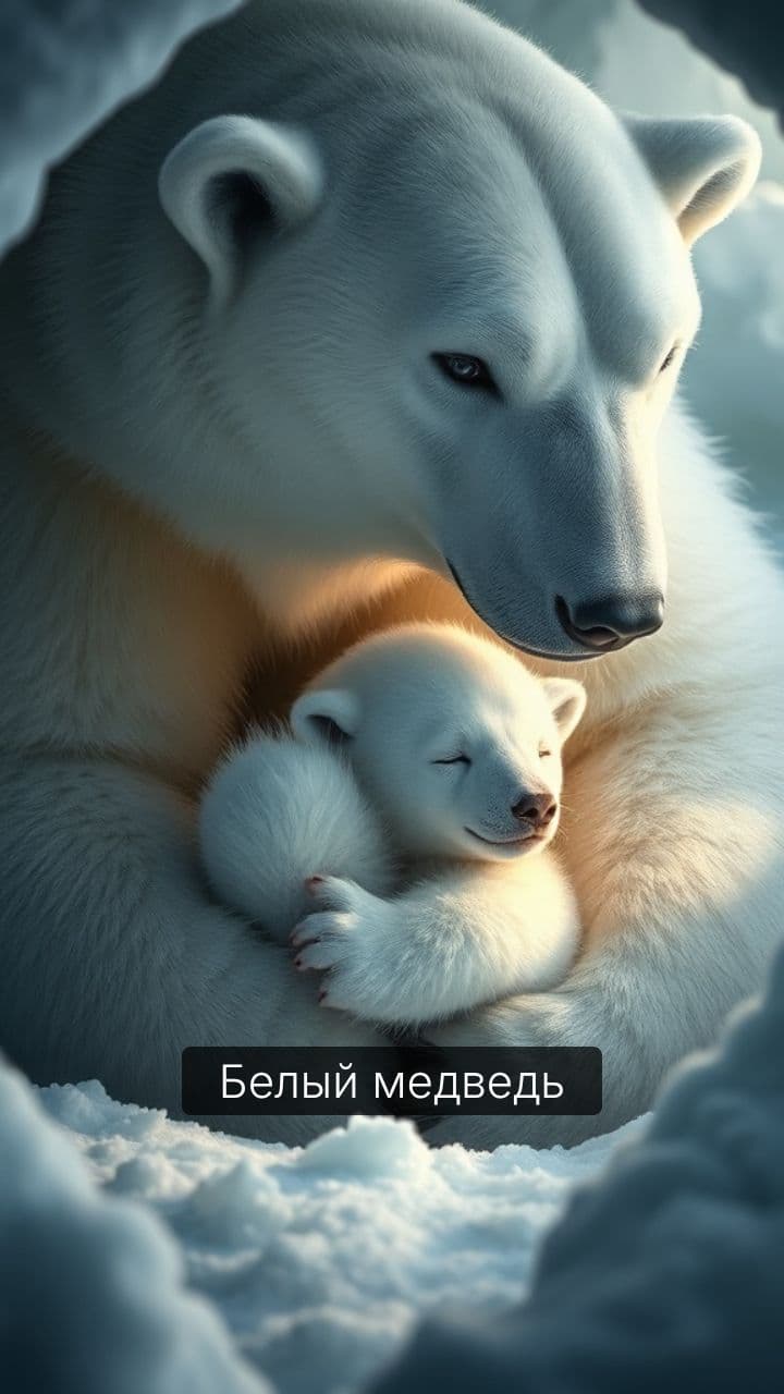 Рождение белого медвежонка