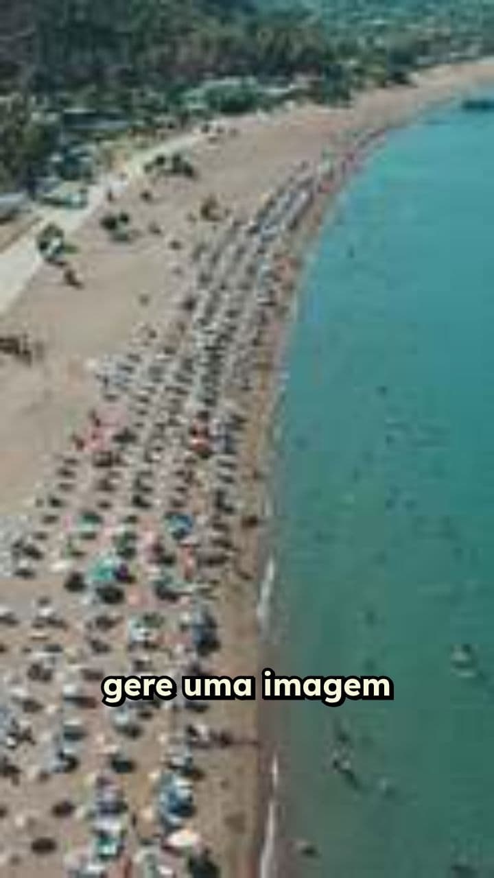 Praia com Mar e Sombrinhas