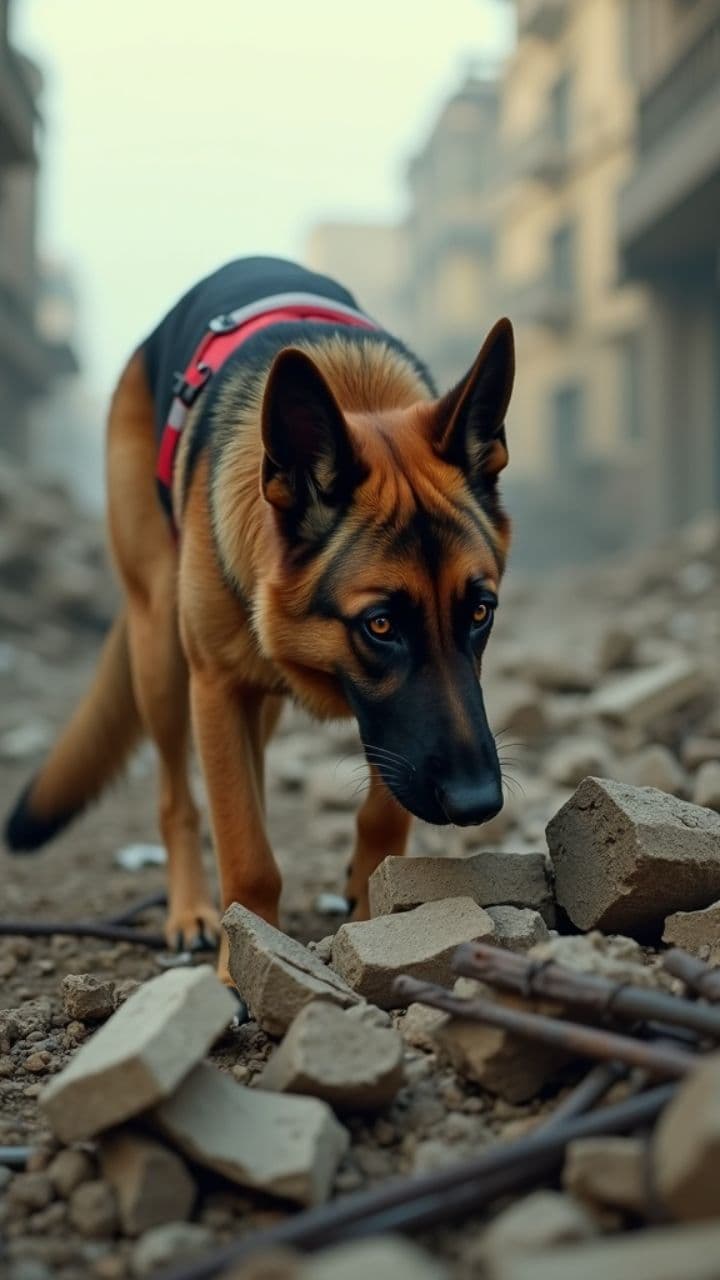 Perro rescatista: héroe bajo escombros