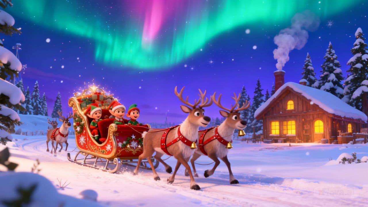 Five Little Elves in Santa's Sleigh