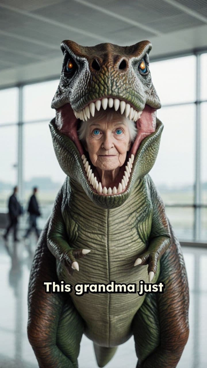 Grandma's Dino Surprise at the Airport