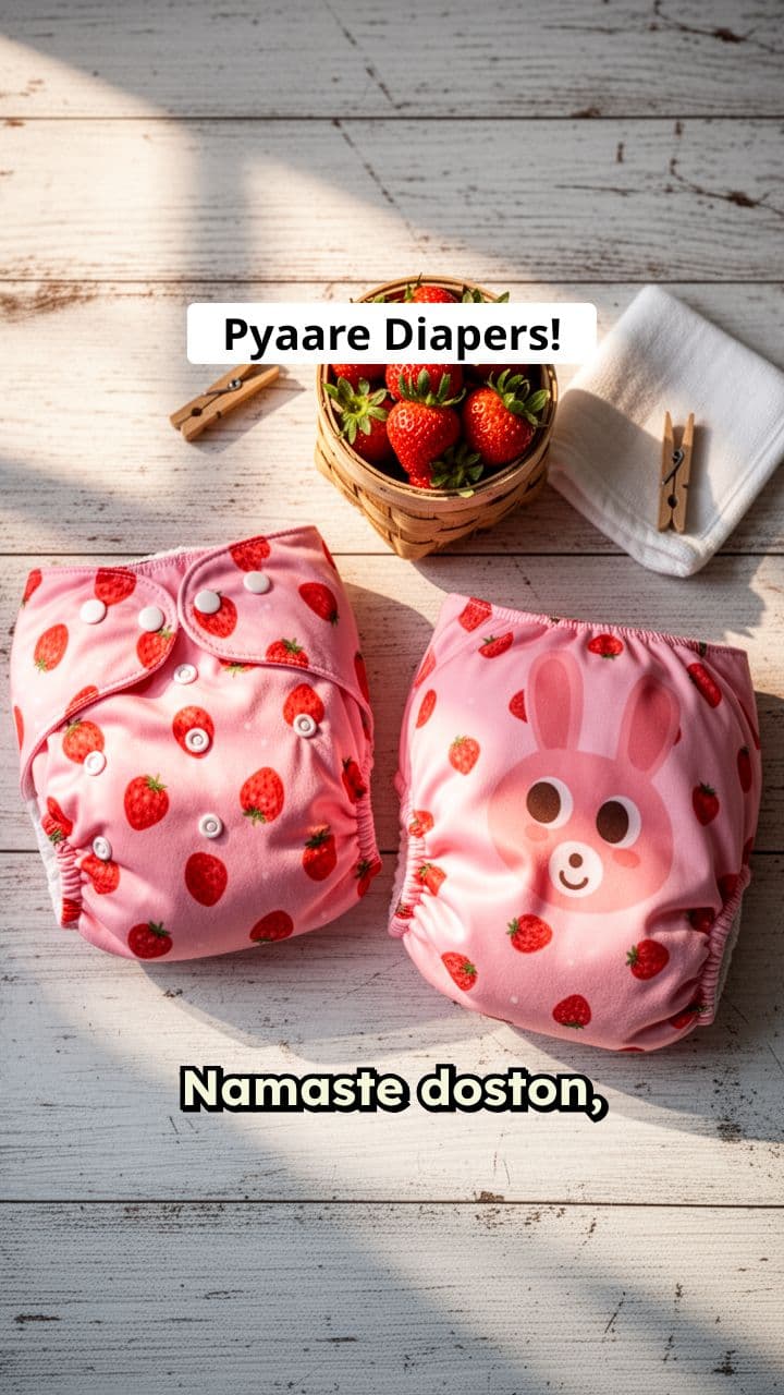 Pyaare Strawberry aur Bunny Diapers