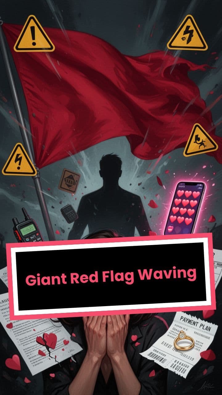 Giant Red Flag Waving