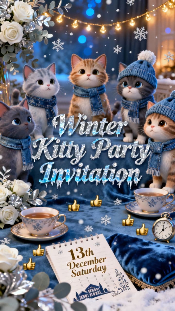Winter Kitty Party Invitation