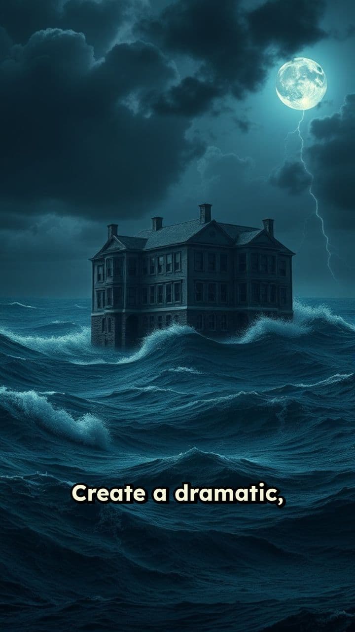 Haunted School in a Stormy Sea